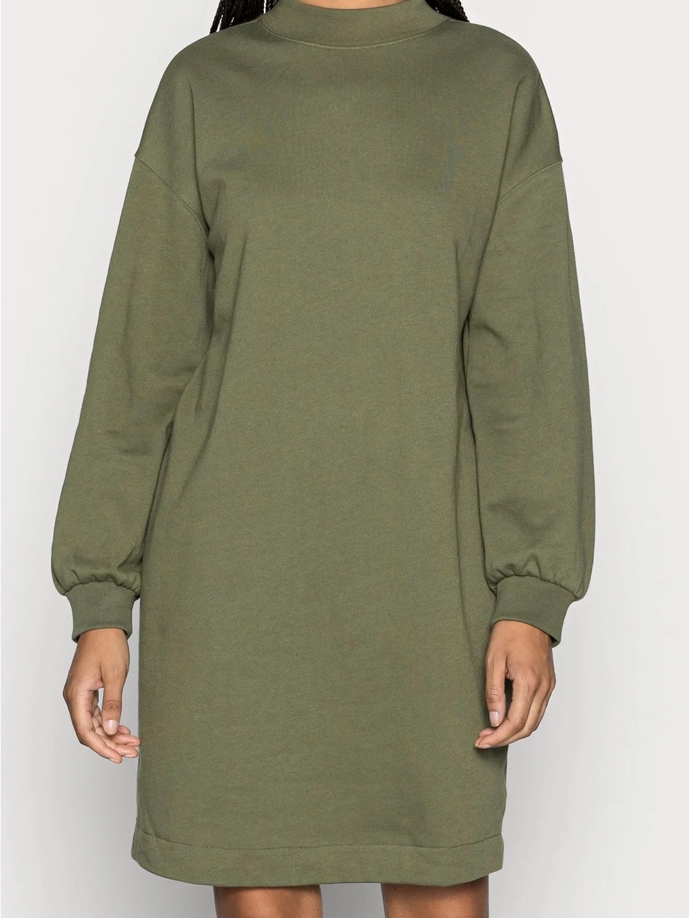Gap Olive Green Crew Neck Mini Sweatshirt Dress with Pockets!